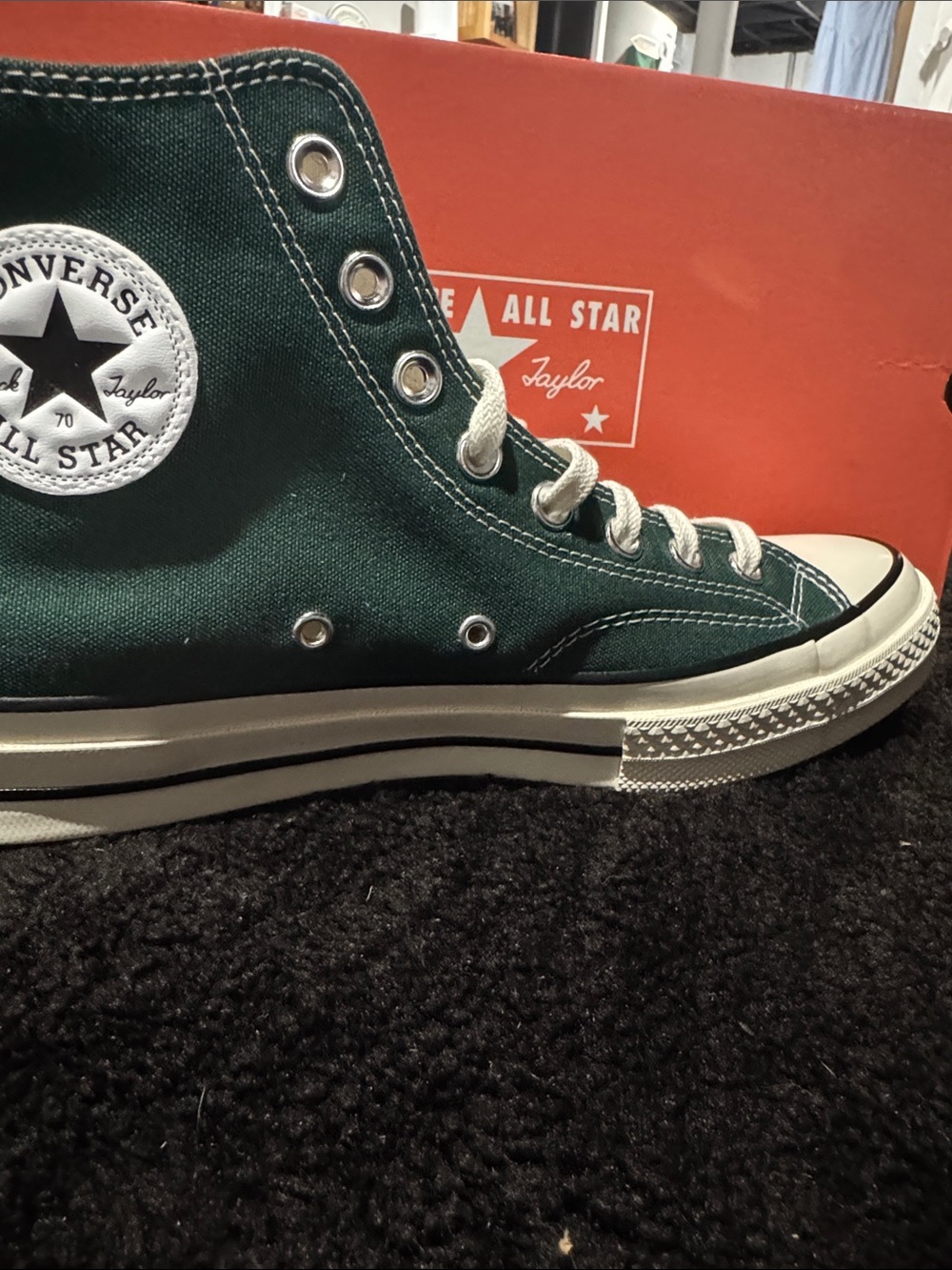 Converse High Top Sneakers in Forest Green and White